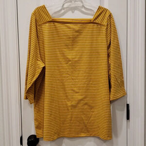 Square Neck Stripped Tee Split Hem Women's Plus Size 2X 20W or 22W